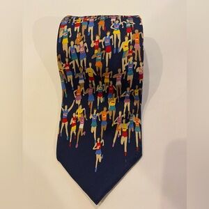 Men’s 100% Silk Necktie ‘Alynn’ Marathon Runners